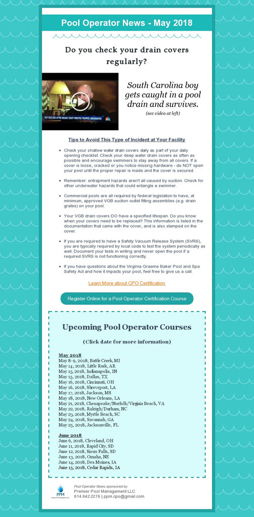 Pool Operator News - May 1, 2018